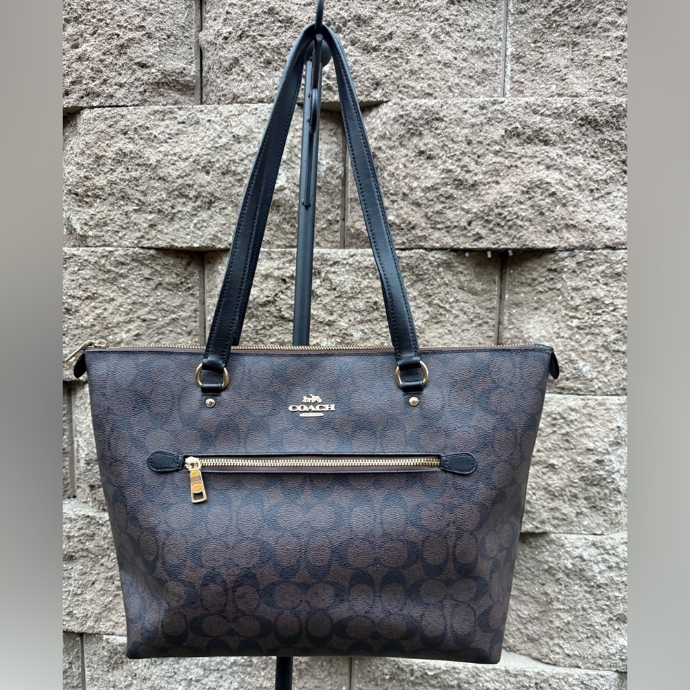 Coach Brown and Black Gallery Signature Tote Bag